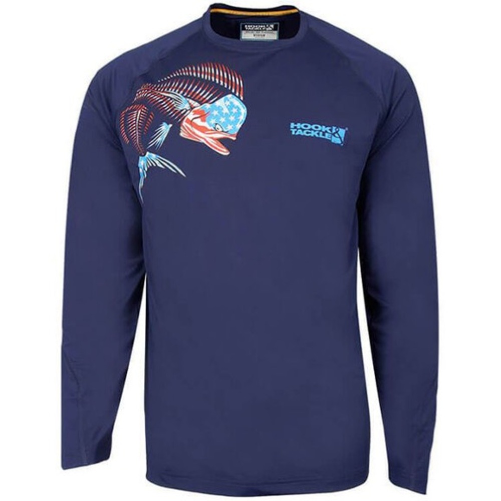 Blue Long Sleeve Tee with Graphic Design